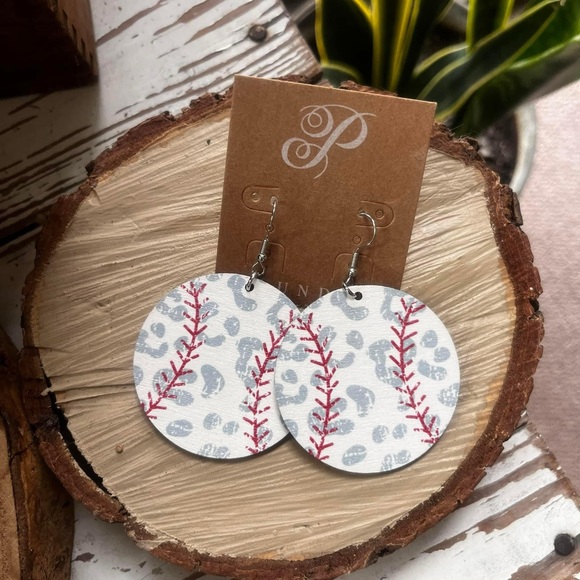 Plunder Jewelry - NEW Leopard Baseball Earrings